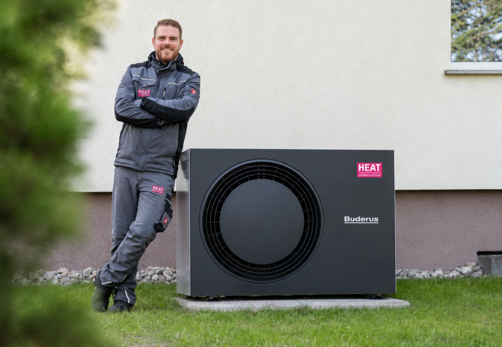 HEAT Installateur neben Buderus Wärmepumpe